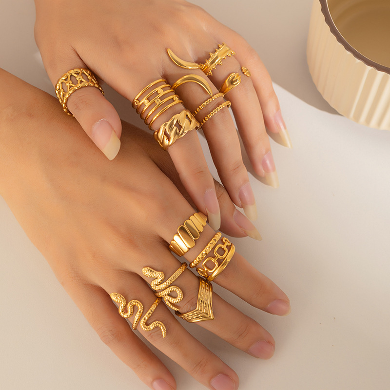 Titanium Steel Geometric Twist Ring for Women